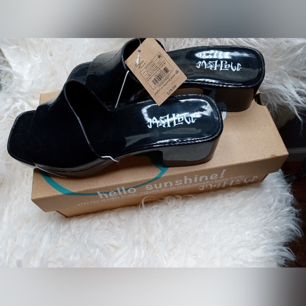 NWT Black Sandals Sustainable Materials